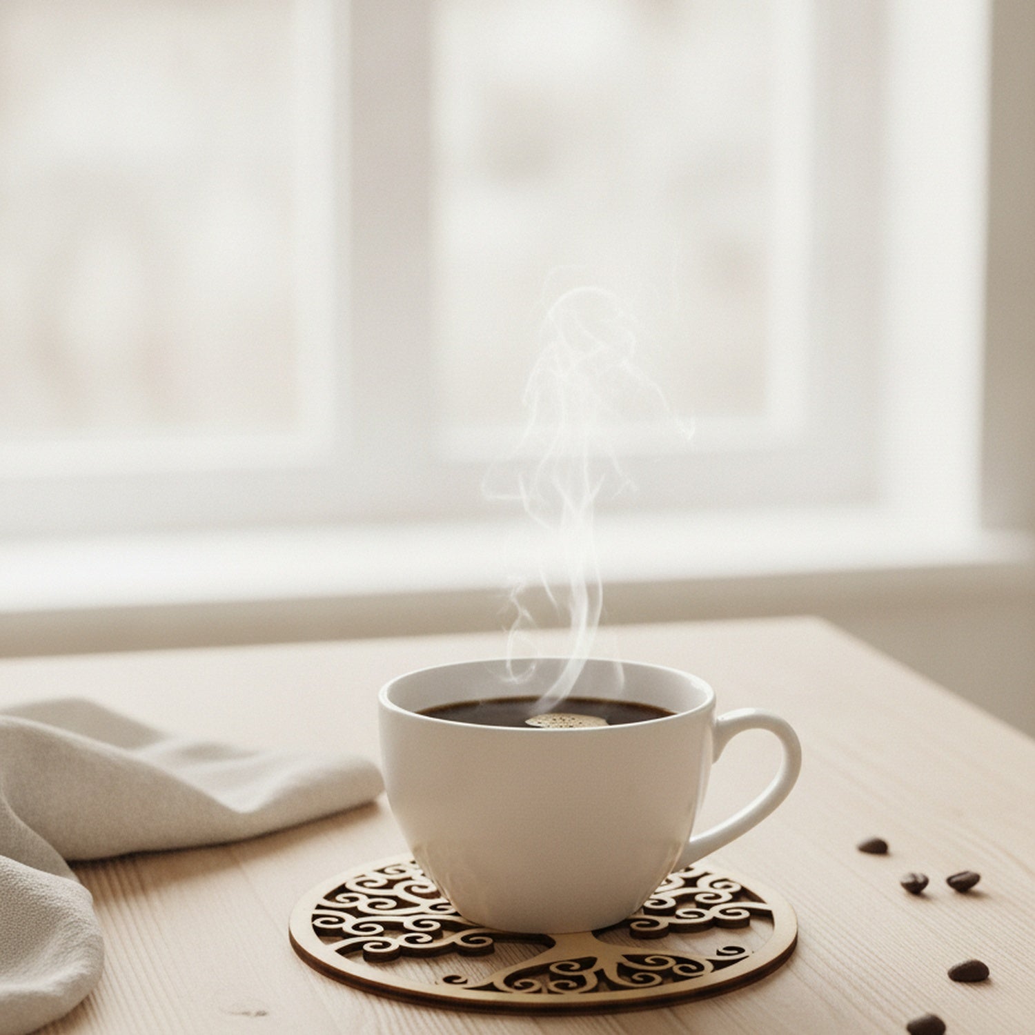 Untersetzer Baum des Lebens mit Kaffeetasse