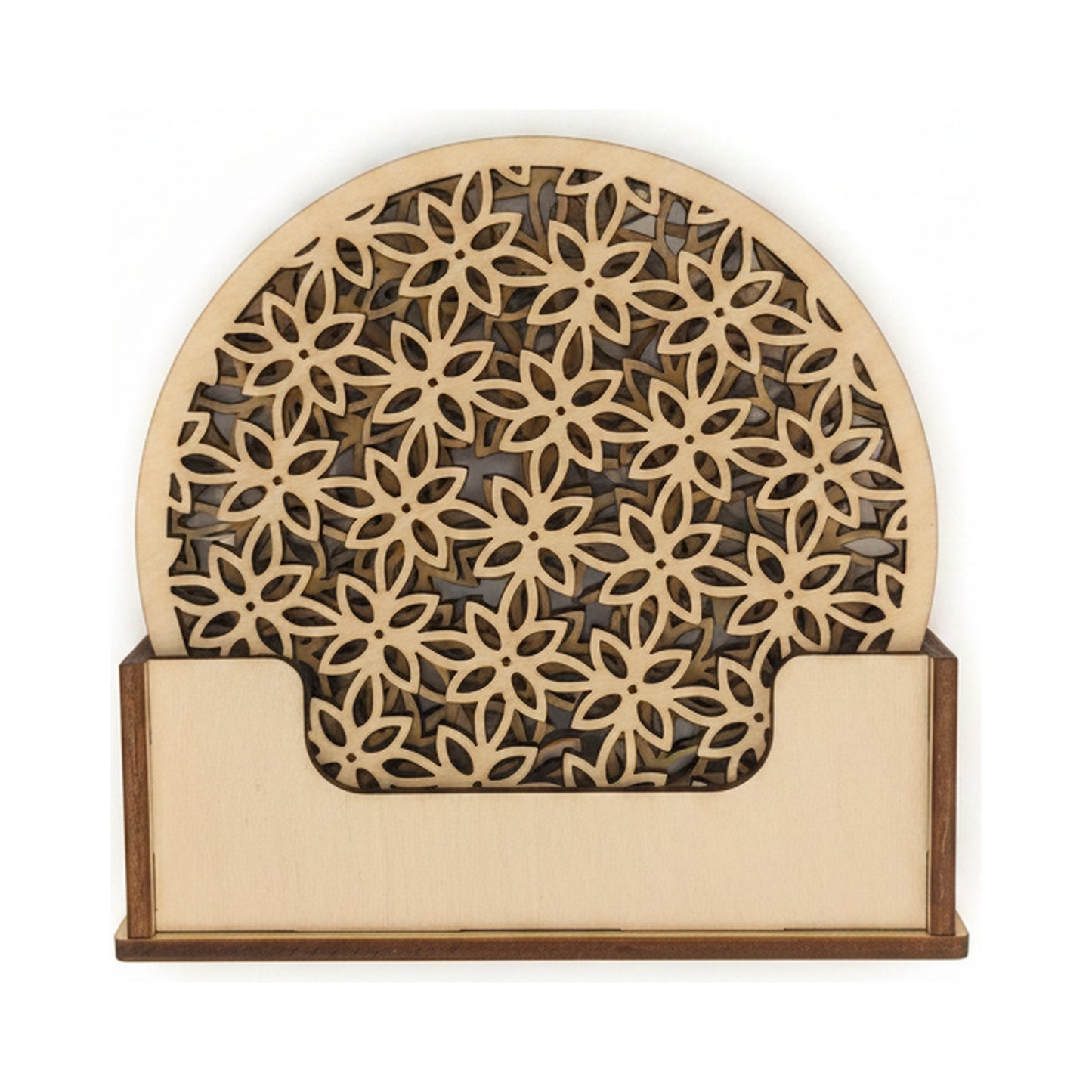 Untersetzer-Set Blütengitter mit Holzhalter, Katalogbild