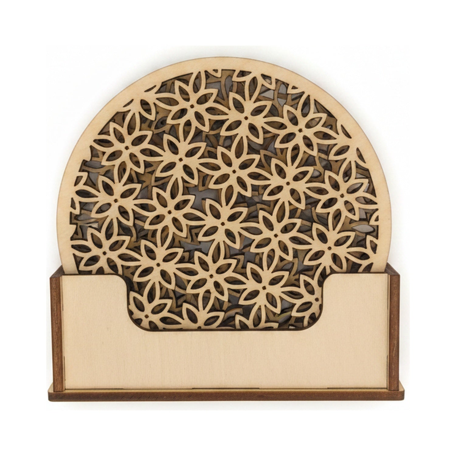 Untersetzer-Set Blütengitter mit Holzhalter, Katalogbild
