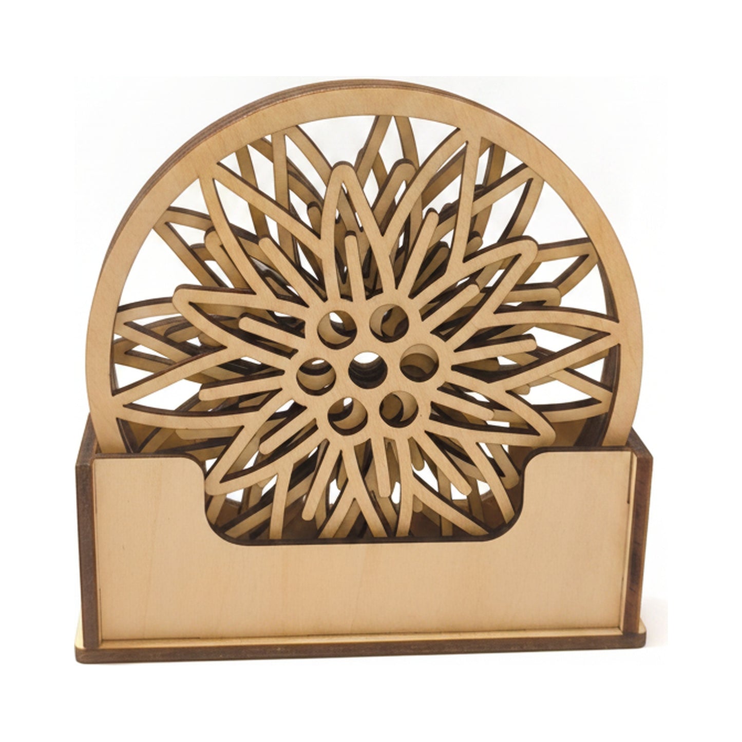 Untersetzer-Set Edelweiß mit Holzhalter