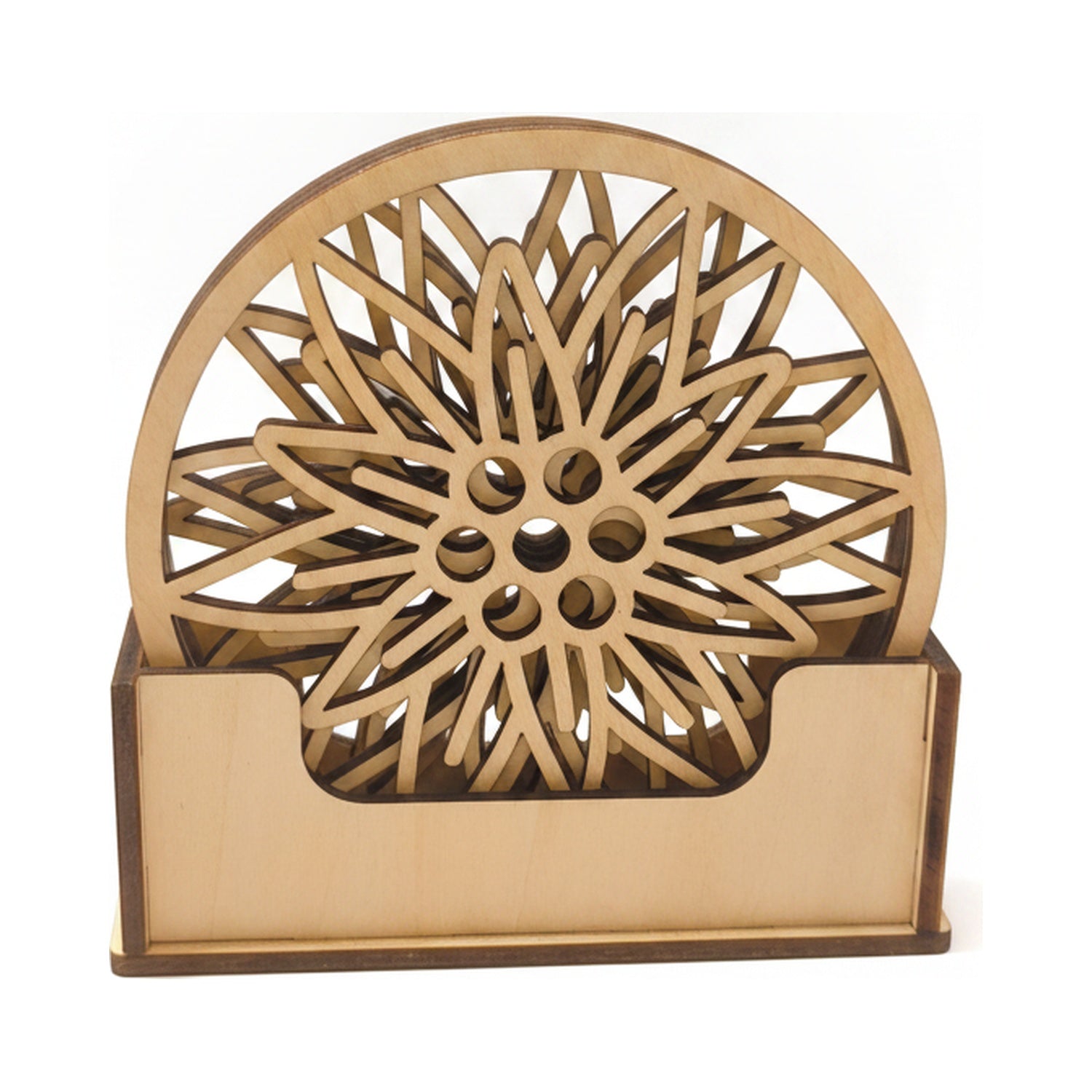 Untersetzer-Set Edelweiß mit Holzhalter