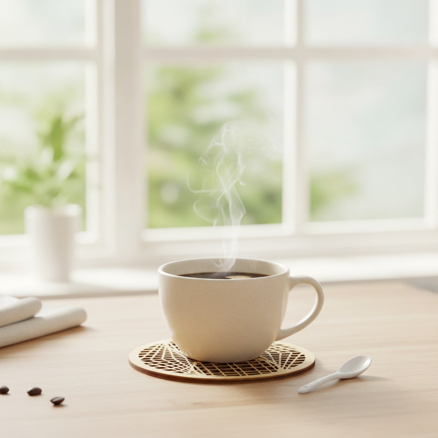 Untersetzer Geometrie mit Kaffeetasse