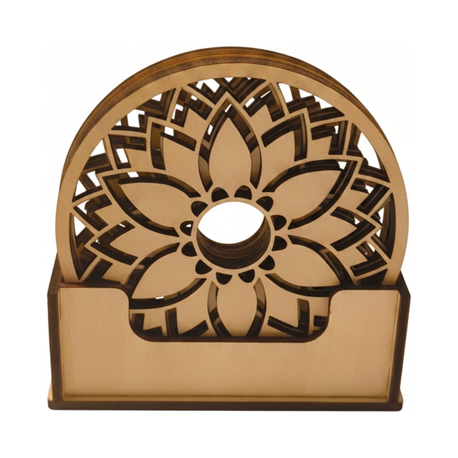 Untersetzer-Set Mandala mit Holzhalter