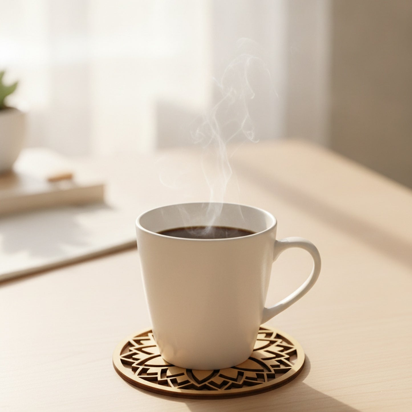 Untersetzer Mandala mit Kaffeetasse