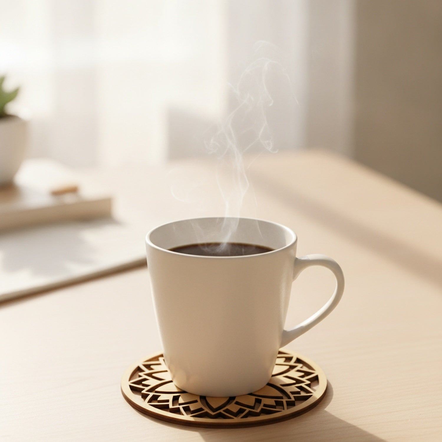 Untersetzer Mandala mit Kaffeetasse